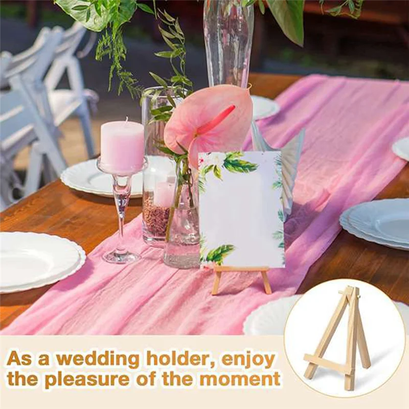 Well Made-60 Pieces Mini Wooden Easel Business Cards Display Photos Small Canvases Classroom DIY Arts And Crafts 8X15cm