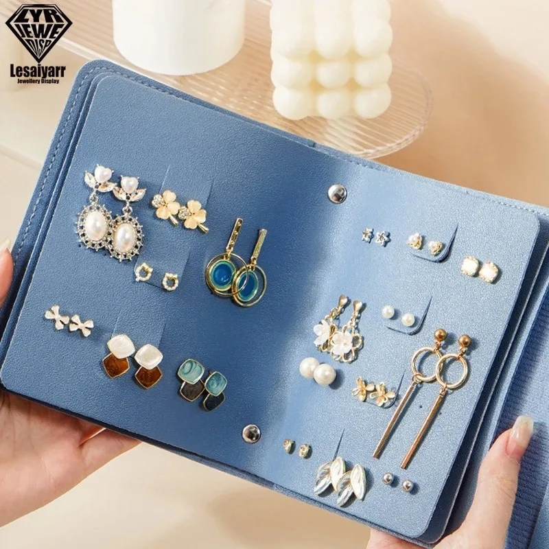 Creative Book Shape PU Leather Earrings Storage Bag Earrings Studs Eadrops Organizer Portable Jwelry Storage Bag Large Capacity