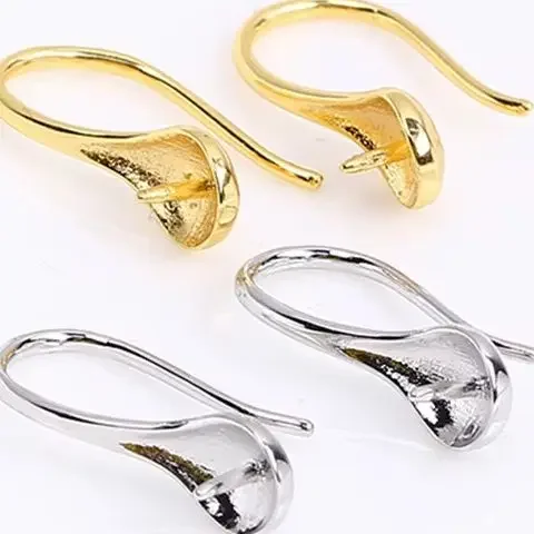 14K Gold Pearl Stud Earrings Setting Base Simple Fashion Handmade DIY Jewelry Making Findings 19 Style Temperament