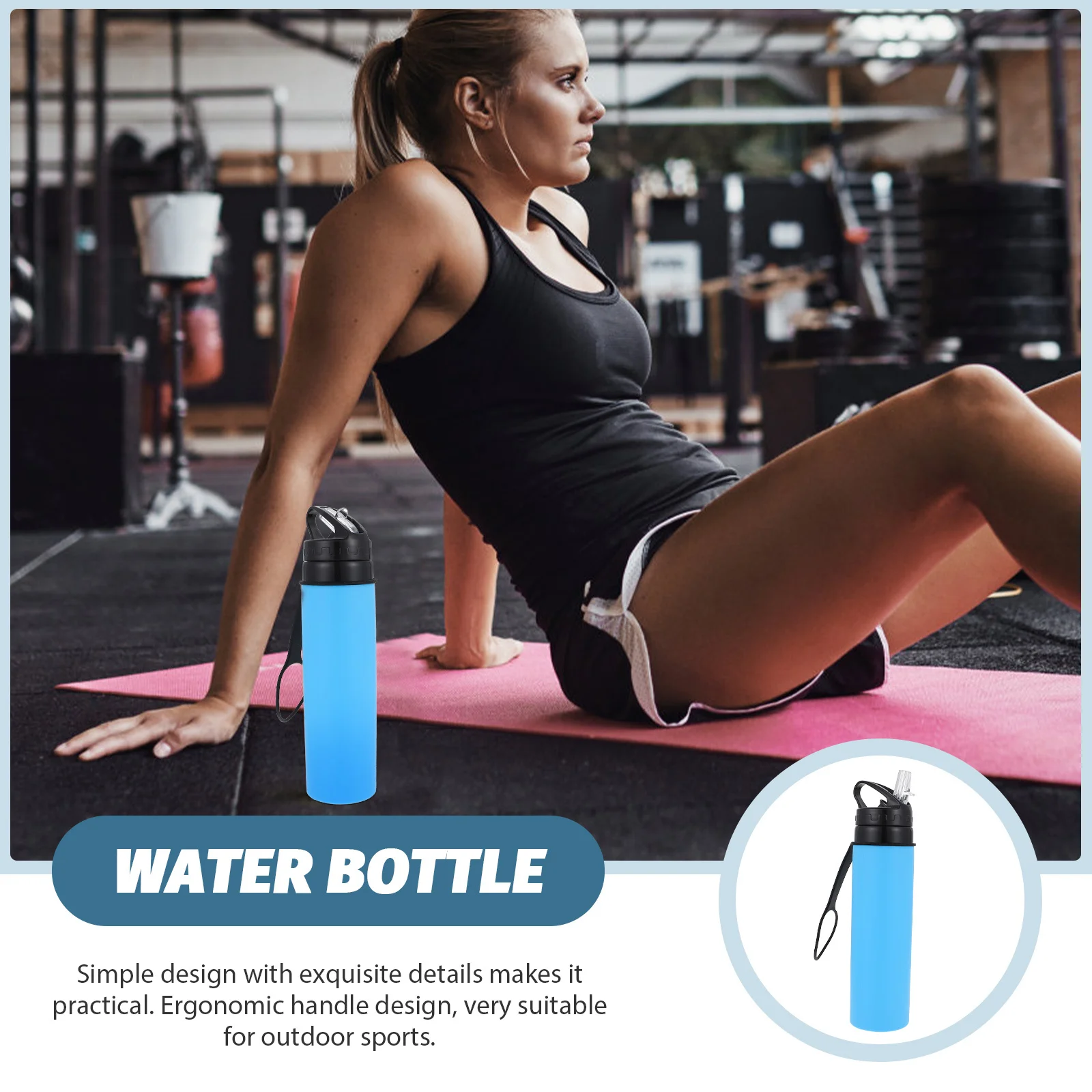 

Sports Water Bottle 700Ml Large Capacity Portable Lightweight Fitness Running Hiking Camping Travel Outdoor Exercise Gym