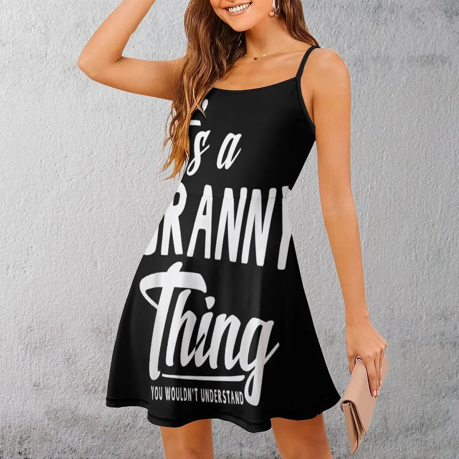 

Granny Thing Quote Print Women's Sling Dress Nerd The Dress Graphic Exotic Woman's Gown Parties