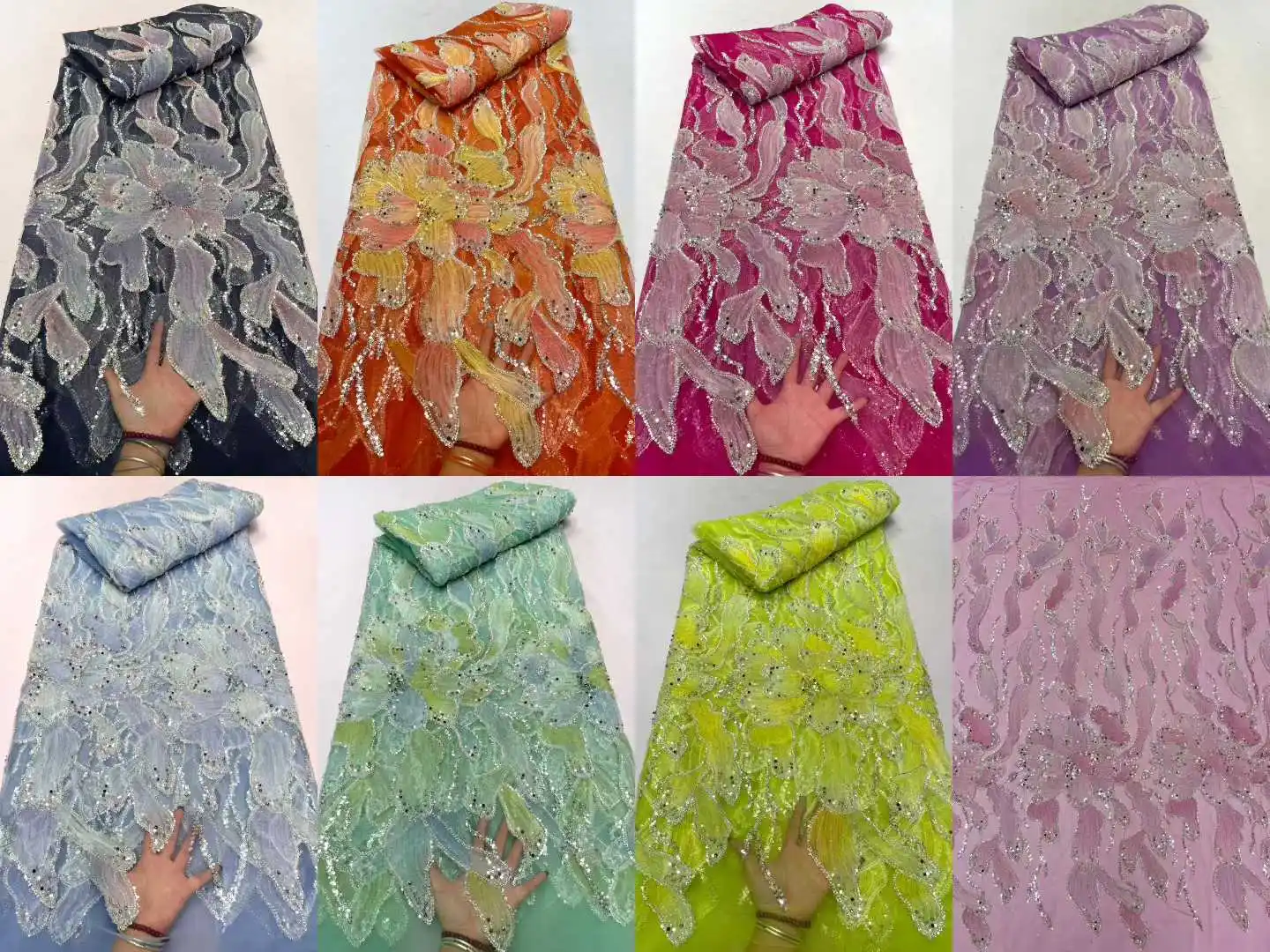 Afrikaanse 3D Kant Stof 2025, Pailletten Kralen Borduren Bruidegom Nigeriaanse Bruids Hoge Kwaliteit Franse Tule Kant Stof Voor Bruiloft