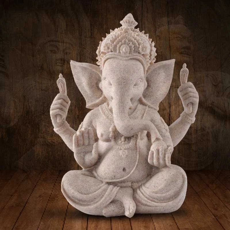 

Песчаник, статуэтка Будды Ganesha ручной работы, искусственный слон, статуя слона, скульптура, аксессуары для украшения дома