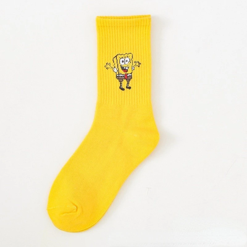 SpongeBob Socks Cotton Fashion Cartoon Mid-calf Socks Anime Cute Women Girls Breathable Skateboarding Casual Sports Socks Gifts