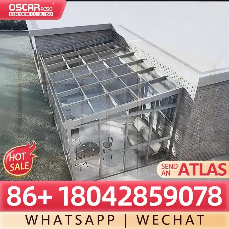 12x14 4 Season Free Standing Aluminium Insulated Sloped Customizable Veranda Conservatory for Garden Patio Backyard sunroom