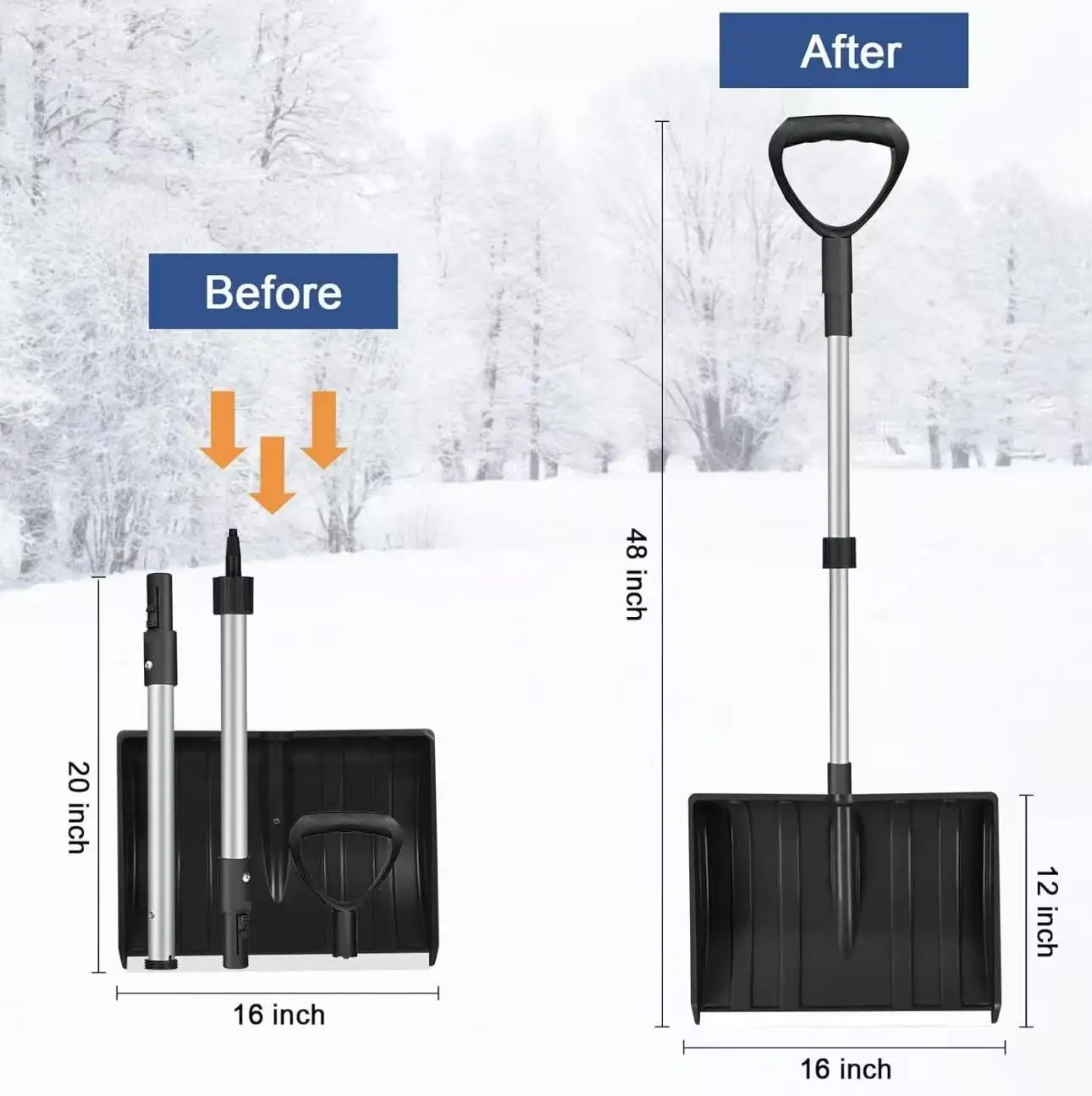 Plastic snow push multi-functional plastic shovel widened and thickened material pressure-resistantanti-droplight and convenient