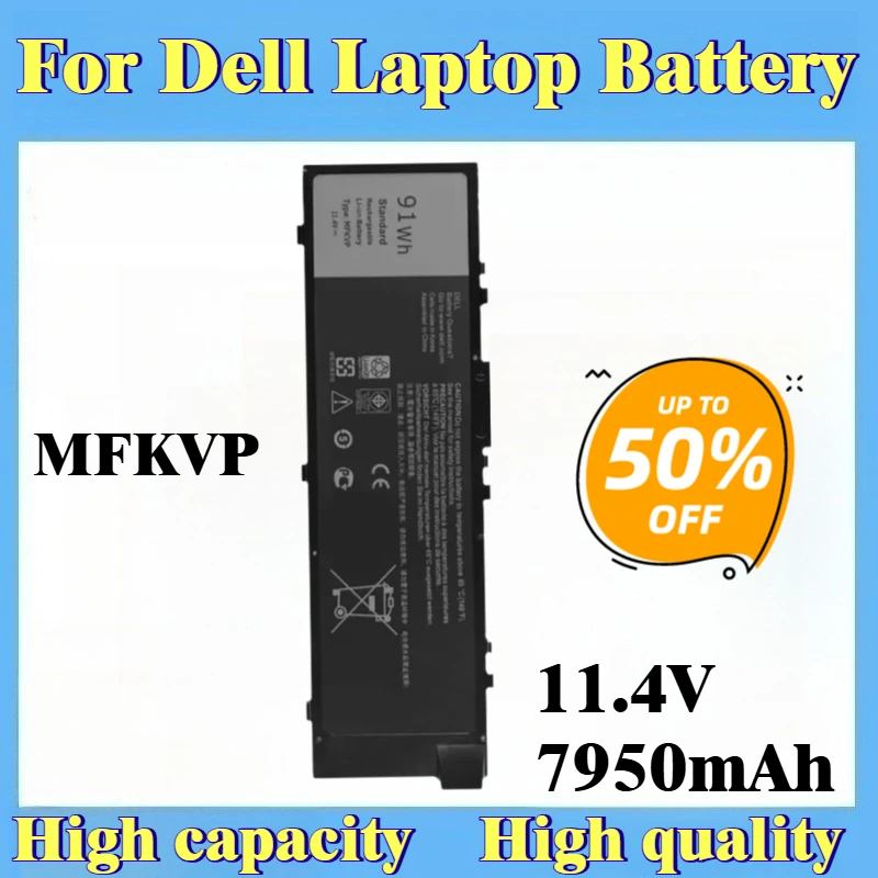 

New Replacement Laptop Battery 11.4V 7950mAh MFKVP for Dell Precision 15 7510 7520 17 7710 7720 M7710 M7510 0FNY7 T05W1 1G9VM