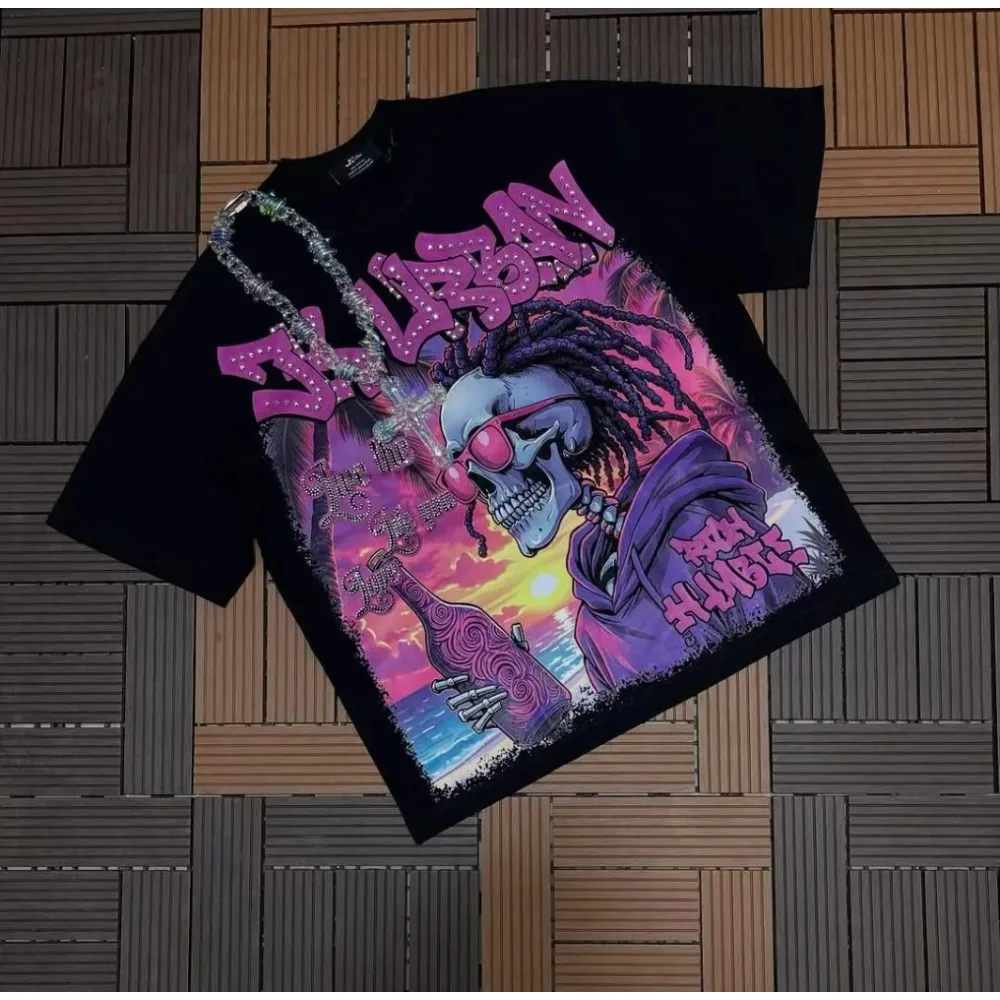 Y2K Retro europäisches und amerikanisches T-Shirt aus reiner Baumwolle, hochwertig, bequem, mit Muster, Gothic-Stil, langärmelig, modischer Trend. – Detail 2