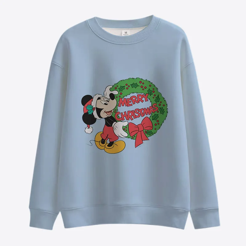 2022 New Christmas Disney Brand Winnie the Pooh and Mickey Minnie Anime Print Autumn Crew Neck Casual Long Sleeve Sweatshirt