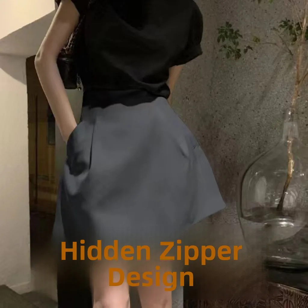 Jupe trapèze taille haute Hepburn Sle jupe f-longue Ele Faionable vêtements de qualité supérieure pour femmes