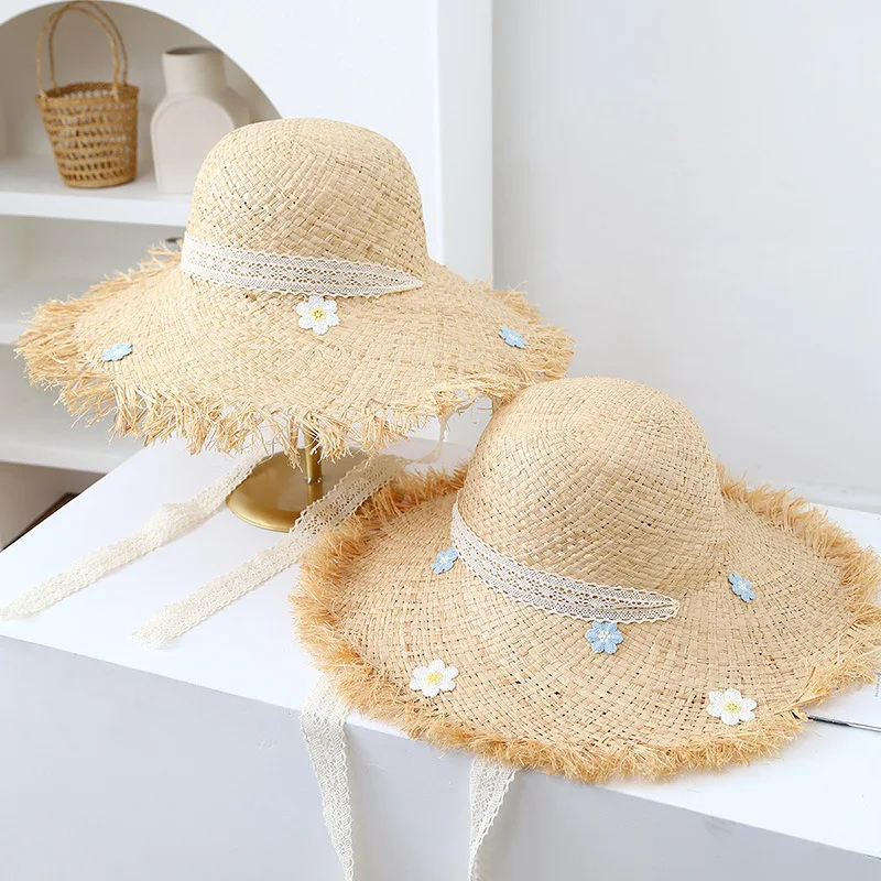 

2025 new French small fresh straw hat women's summer seaside beach vacation style big brim sun hats for women beach hat