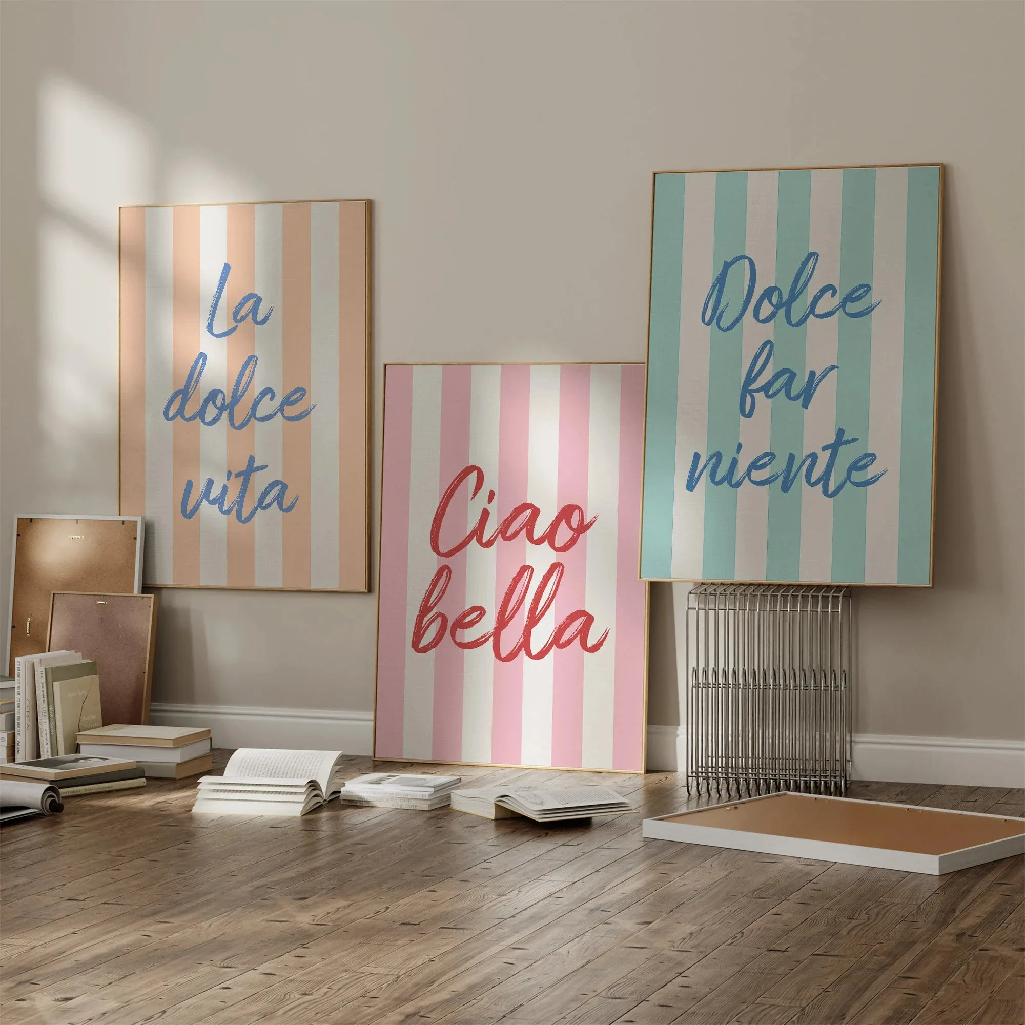 

3pcs/Set Abstract Fashionable Italian Striped Canvas Poster Wall Artistic Print Modern Nordic Living Room Room Home Decoration