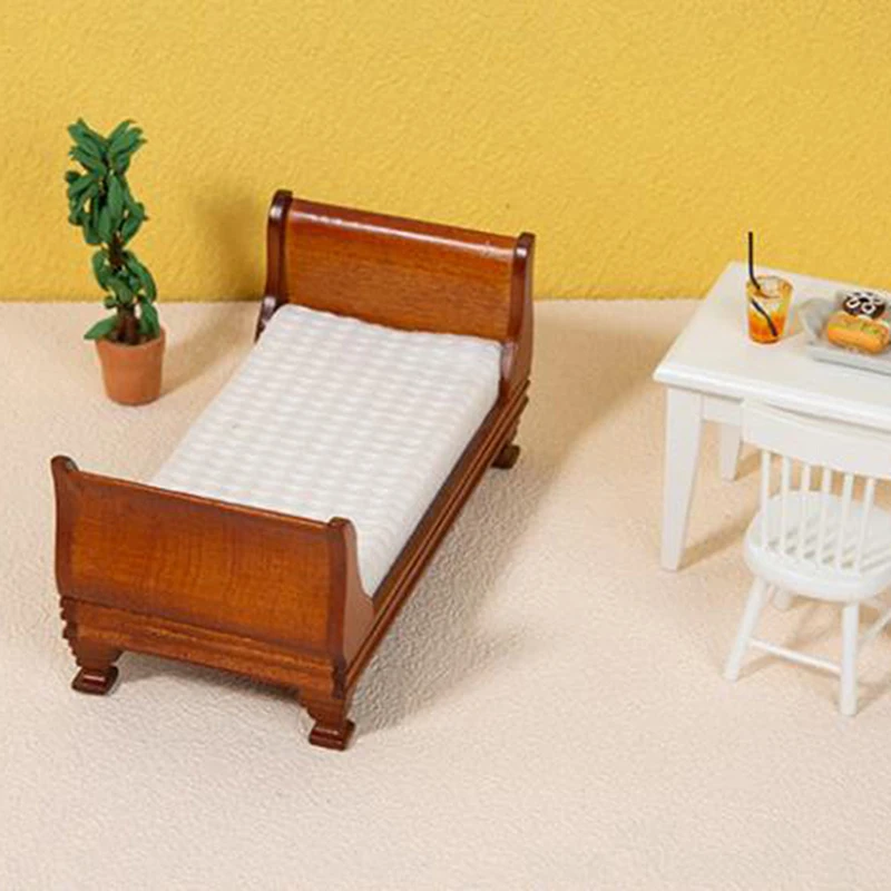 Muebles de cama de juguete en miniatura, casa de muñecas de diseño moderno, accesorios de decoración de dormitorio, 1:12