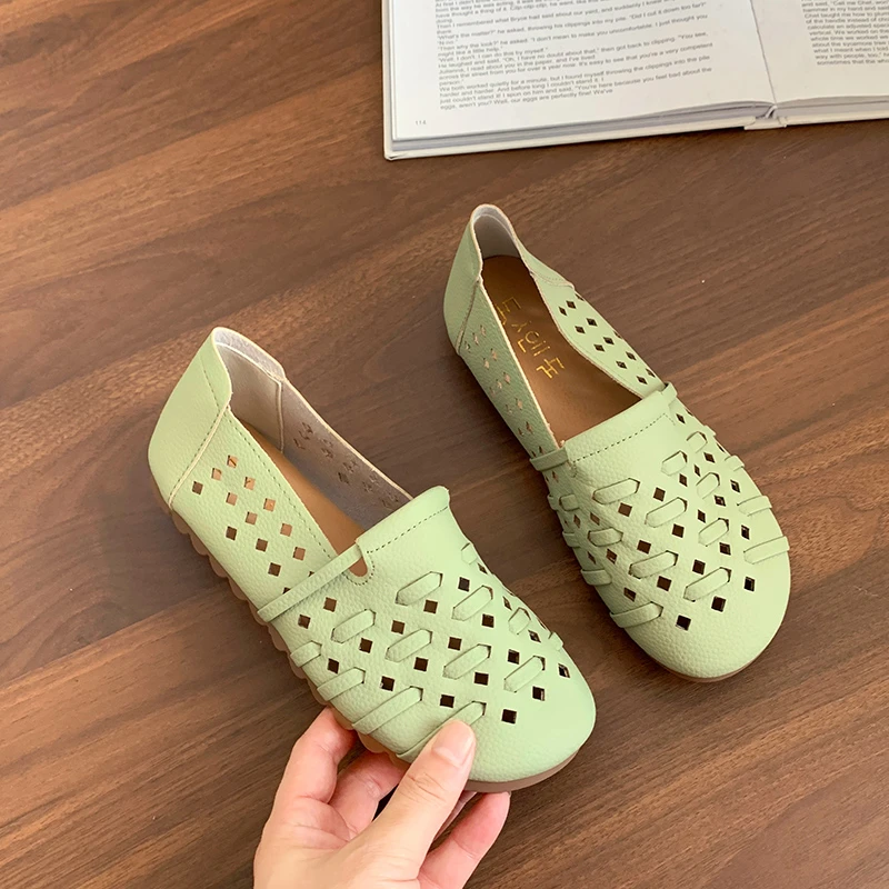 

Новинка лета 2024, повседневные и удобные женские туфли на плоской подошве, удобные одинарные туфли из мягкой кожи, женская Обувь