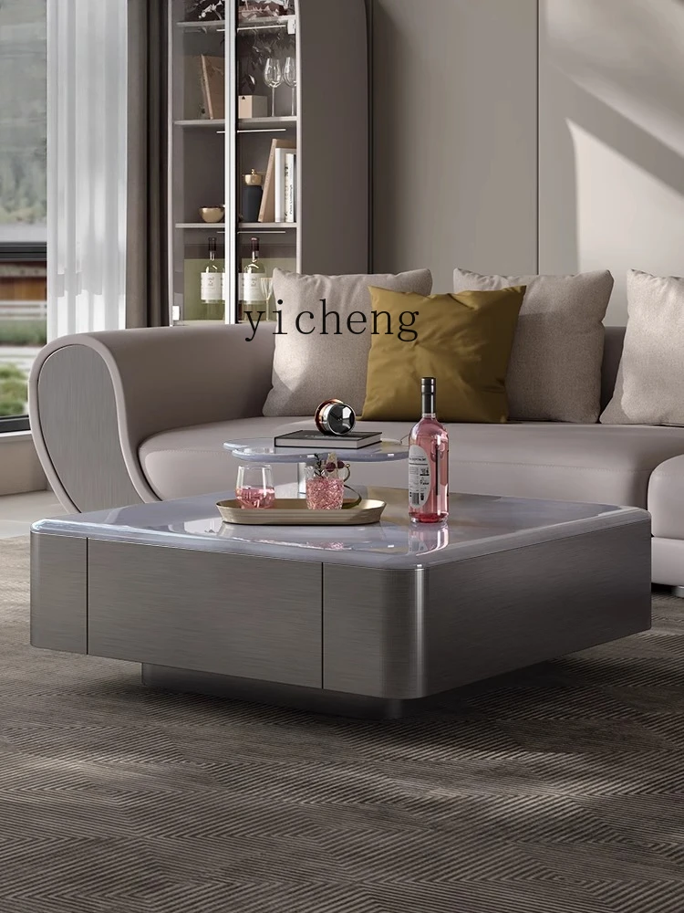 

CL villa coffee table light luxury modern square living room household natural marble coffee table