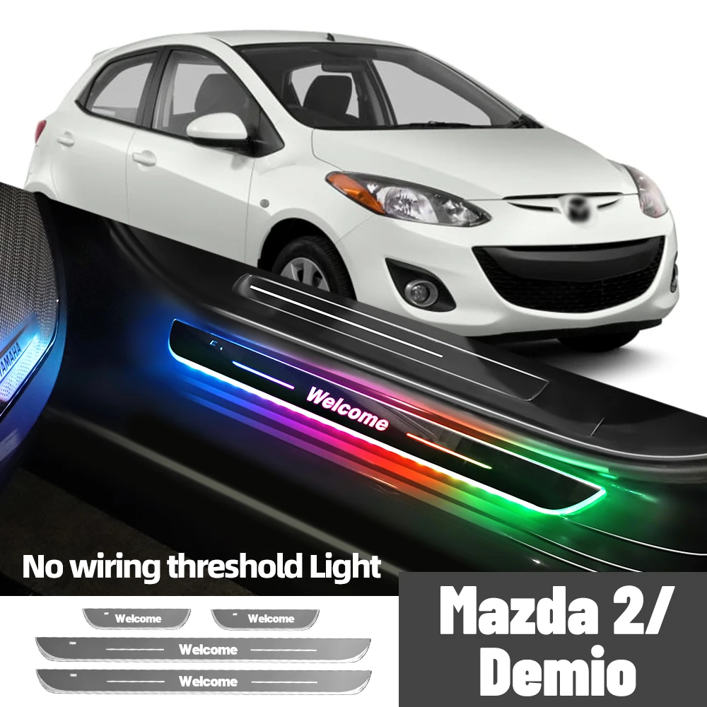 

For Mazda 2 Demio DY DE DH DJ DL 2002-2023 Car Door Sill Light Customized Logo LED Welcome Threshold Pedal Lamp Accessories