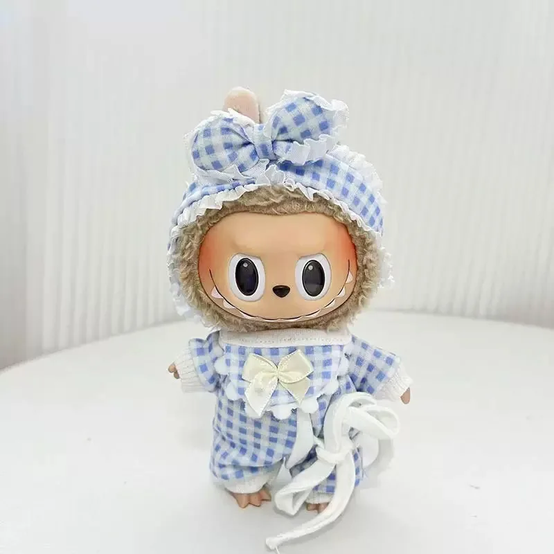 Labubu Bekleidungszubehör, geeignet für V1, V2, V3 Labubu Niedliche modische Mini-Plüsch-Pyjama-Sets, Geschenke, keine Puppe
