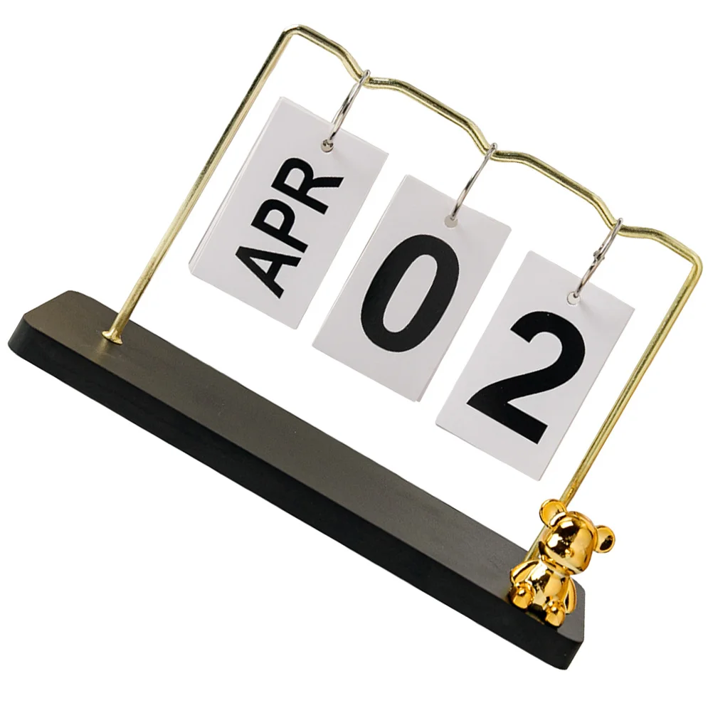 سطح مكتب معدني للمكتب والمنزل، تقويم مكتبي إبداعي، ديكور ريفي قائم، تقويم خشبي دائم قابل لإعادة الاستخدام #3