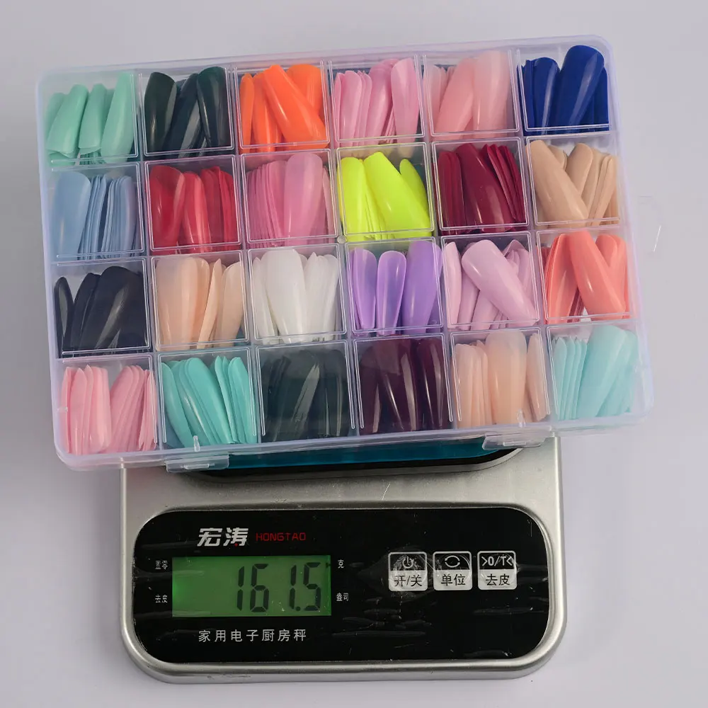 576 Uds. De uñas postizas coloridas, extensión de puntas de uñas acrílicas, cubierta completa de Ballet cuadrado, uñas postizas de ataúd, uñas artificiales