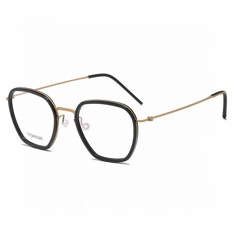 Top Grade Titanium Women's Glasses Frames Polygon Prescription Anti-blue Light Men's Myopia Acetate No Screw Lightweight Eyewear