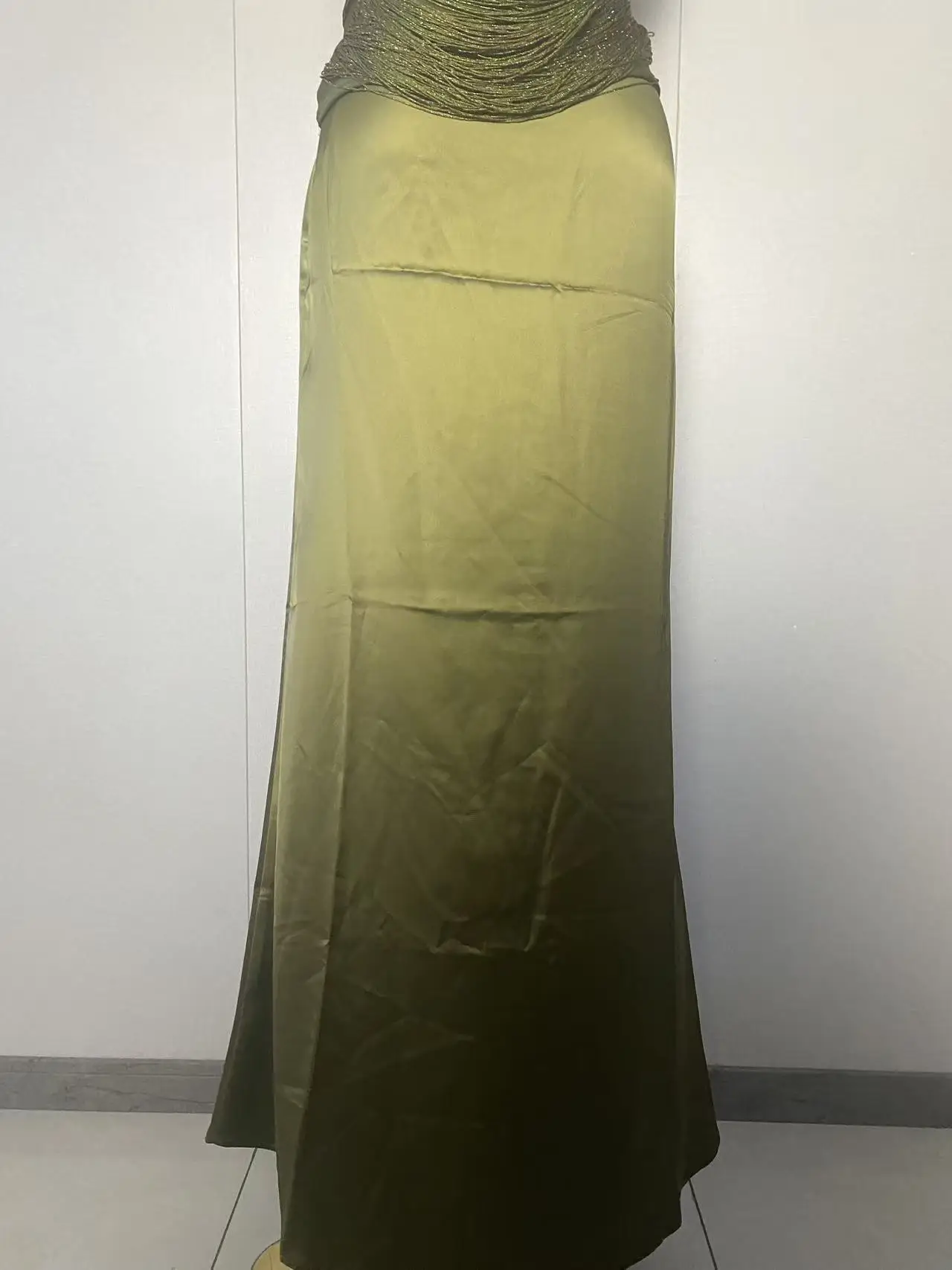 2025 New Women Sexy Sleeveless Tassel Tops Green Long Two Pieces Skirt Set Elegant Evening Club Party Outfits