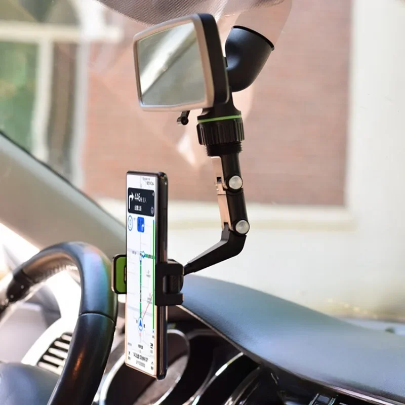 360° Rotatable Multifunctional Rearview Mirror Phone Holder, Retractable Car Phone Mount car holder car accessories
