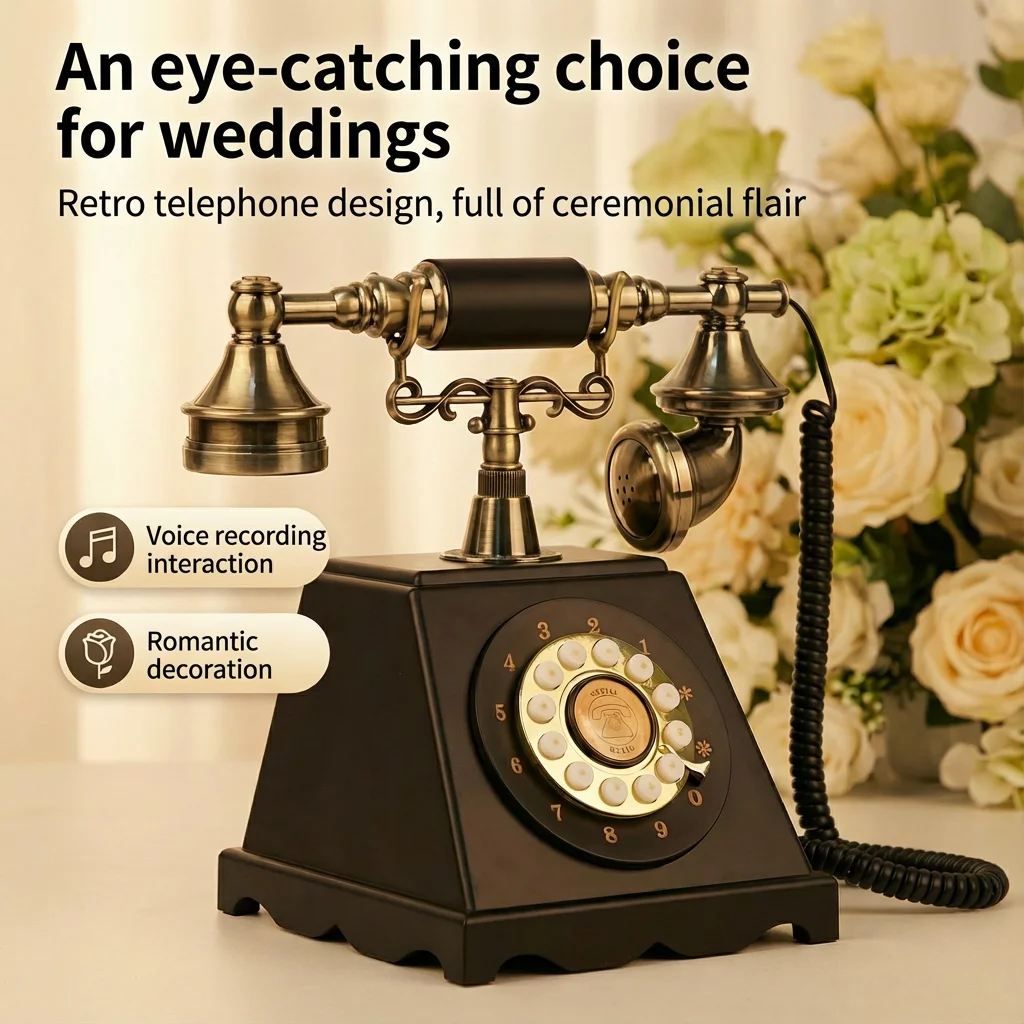 Retro Audio Guest Book Telephone Wedding Vintage Phone Record Wishes Messages Guest Sign in Party Decor
