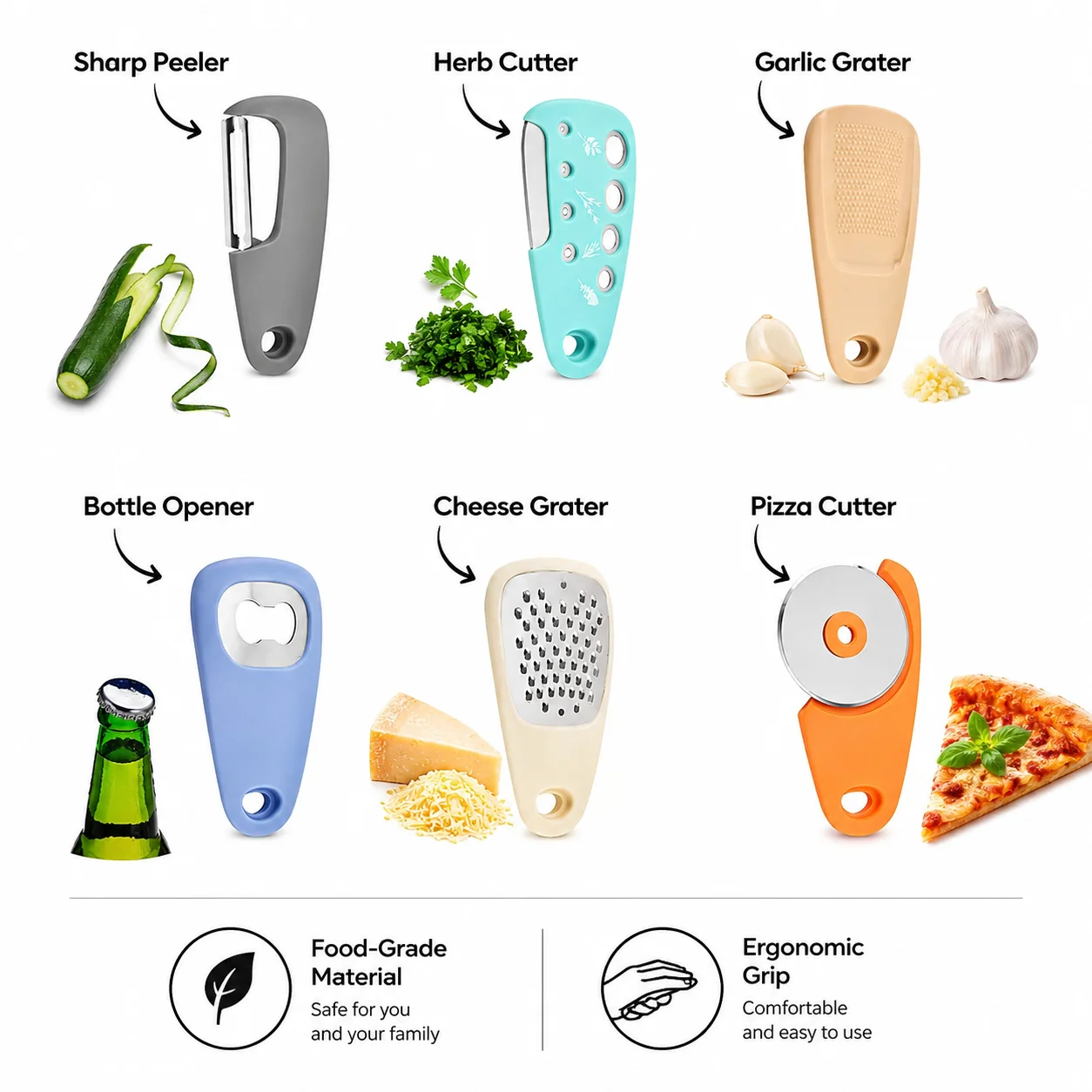 ชุดอุปกรณ์ครัว 6 ชิ้น ที่ปอกผั - Kitchen Gadgets Vegetable Cutter บทวิจารณ์และราคา