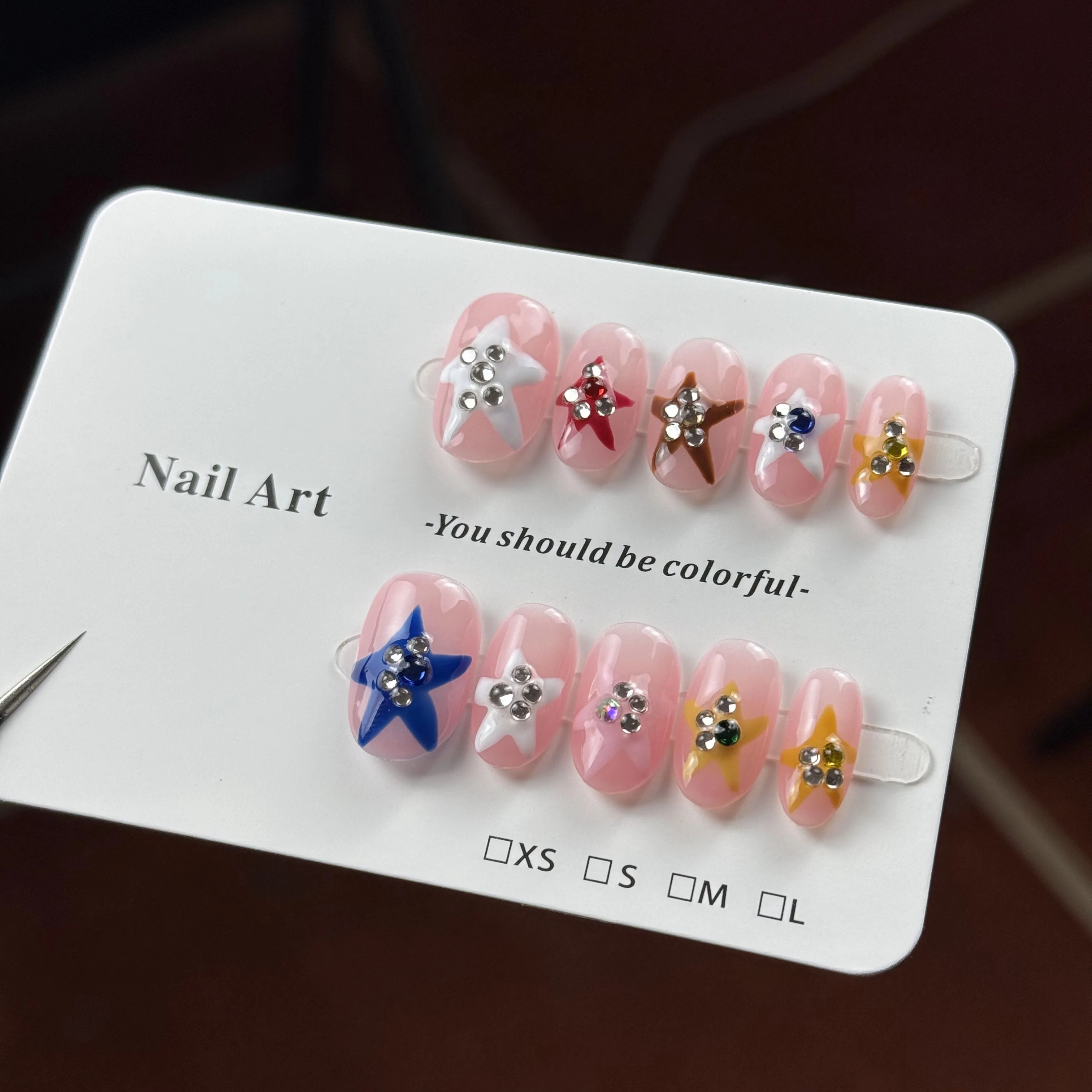 10pcs high-end Colorful Starfish, niche y2k hot girl style, hand-painted colorful starfish, shiny diamond patchwork handmade
