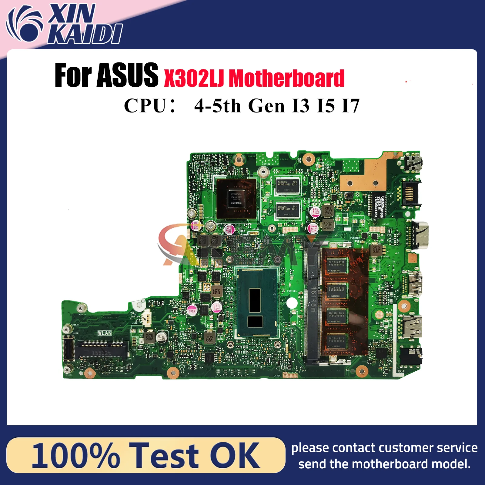

X302LJ Laptop Motherboard For ASUS VivoBook X302L X302LJ Notebook Mainboard With I3 I5 I7 CPU 100% tests OK fast shipping stk