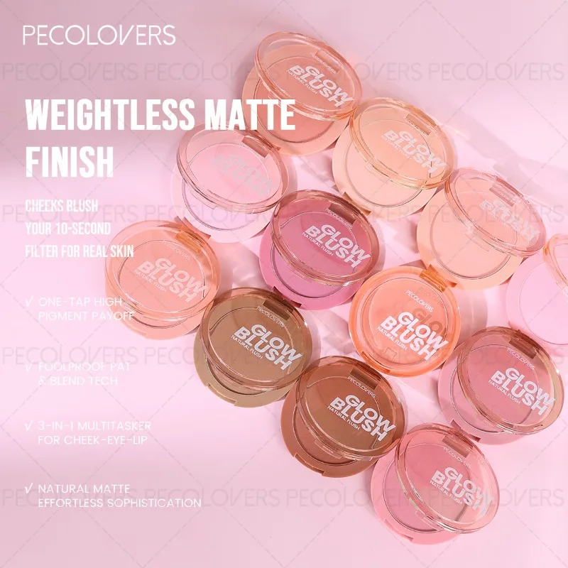 1PC Beauty Blush Palette, Matte Make-up, Gemakkelijk aan te brengen, Kleurweergave, Geschikt voor Kerstmis/Festival/Feest