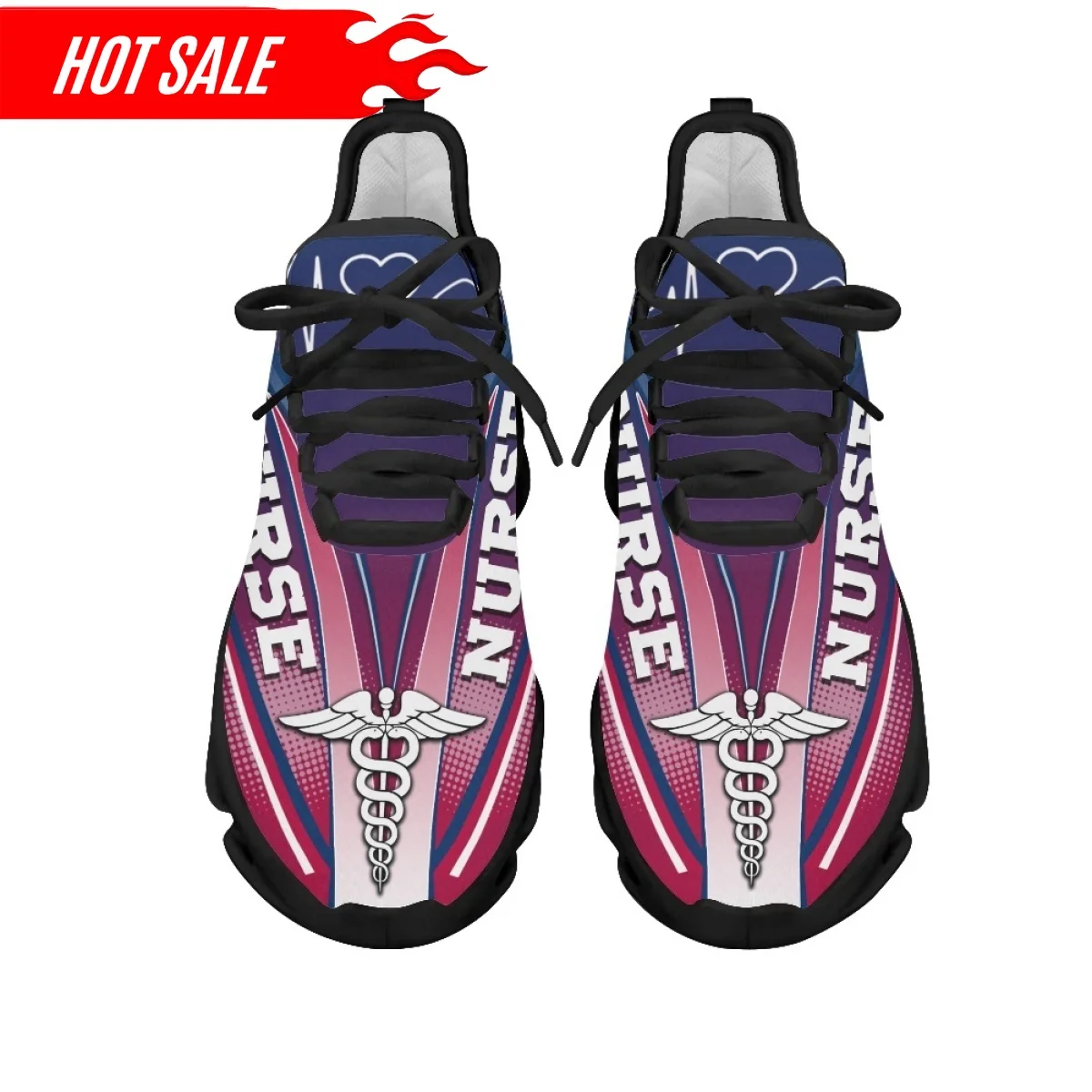 Women Lightweight Paramedic Flats Casual Lace up Platform Shoes EMT EMS Pattern Soft Mesh Sneakers fot Ladies 2024