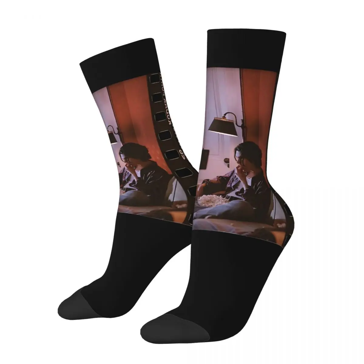 Sticker Men's Socks Retro Harajuku Conan Gray Street Style Novelty Pattern Crew Sock