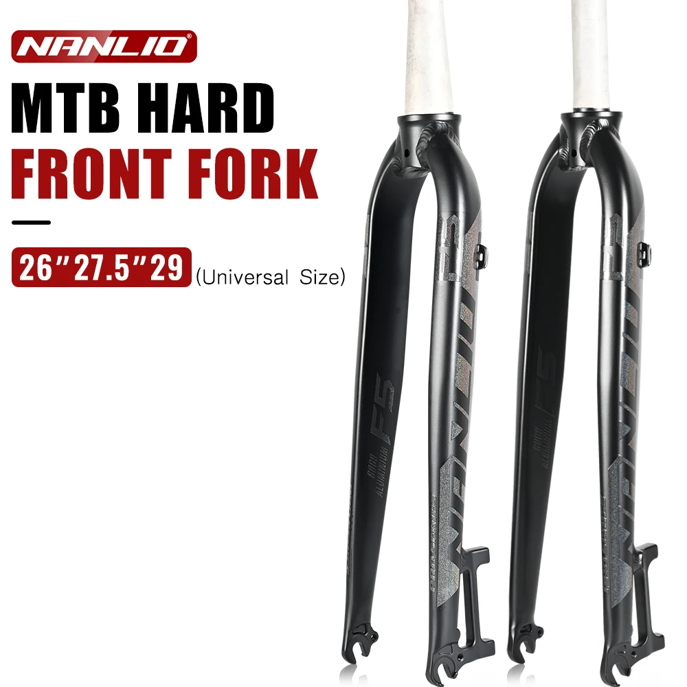 

Nanlio F5 Matte Rigid Fork FIt 26/27.5/29inch Aluminum Alloy Mountain Bike Fork Straight Tube 28.6mm A-pillar MTB Hard Fork