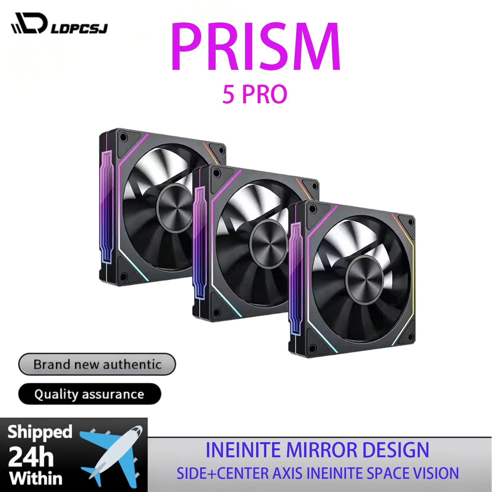 LDPCSJ 프리즘 4RS 12cm ARGB 저소음 쿨링 컴퓨터 케이스 팬, 4핀 PWM, 높은 풍량, 12V - RGB 호환 컴퓨터 팬