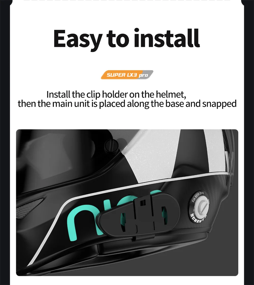 Interkom motocyklowy AI Voice Assistant Intercomunicador Intercom LX3 PRO
