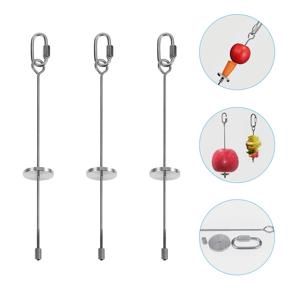 

3 Pcs Parrot Fruit Fork Bird Cage Holder Feeder Birdcage Multifunction Skewer Portable Food Stainless Steel Household Vegetable