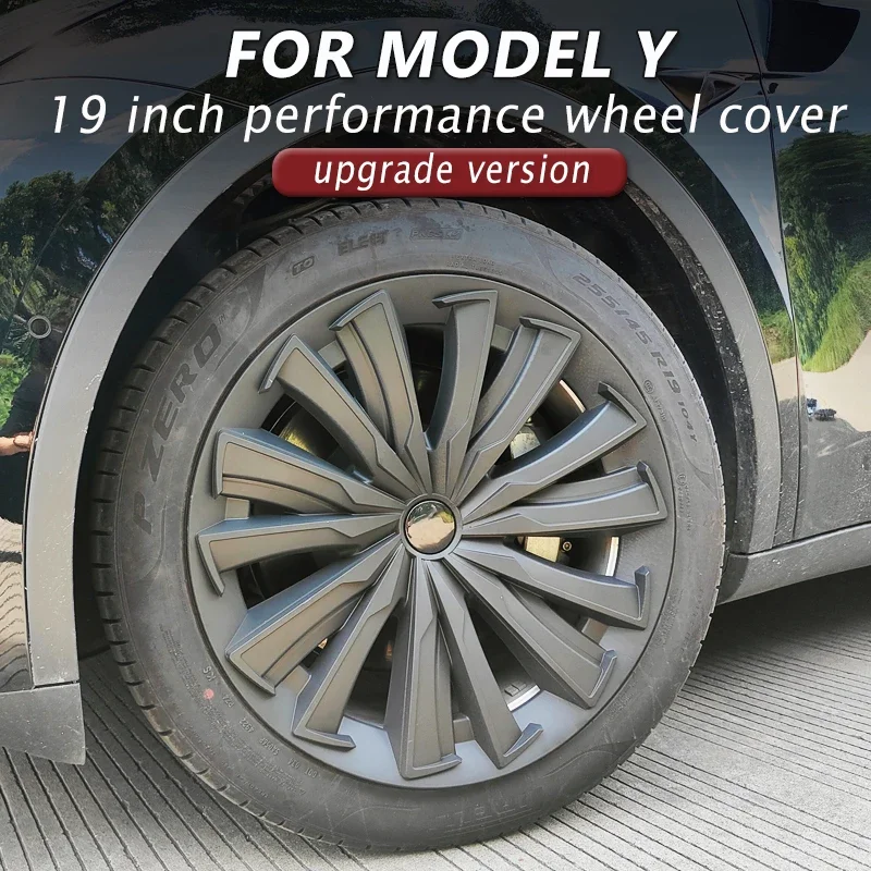 

4PCS Hub Cap Performance Replacement Wheel Cap Automobile 19-Inch Hubcap Full Rim Cover Accessories for Tesla Model Y 2018-2023