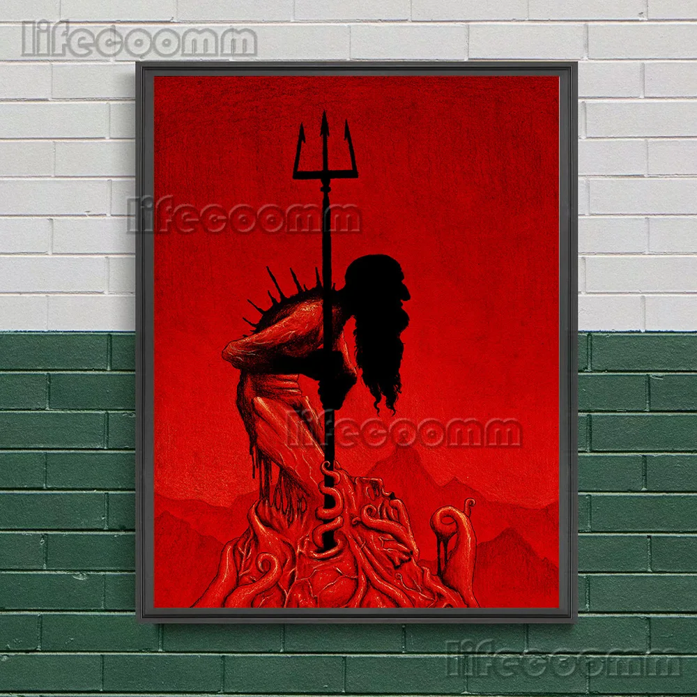 People Bewitched By Evil Forces,Abstract Wall Art Canvas Painting,Pagan Witchcraft Enthusiast Gift Gothic Art Poster Print Decor