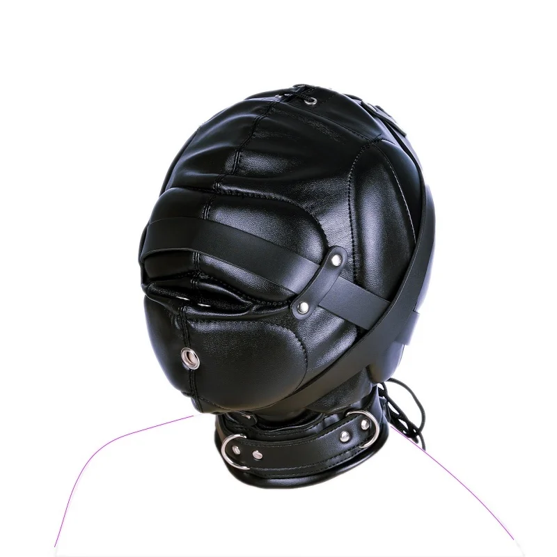 Erotic Fetish Costumes Leather BDSM Bondage Hood Mask with Mouth Hole Sex Toys For Couples Adults Slave Roleplay Flirting Games