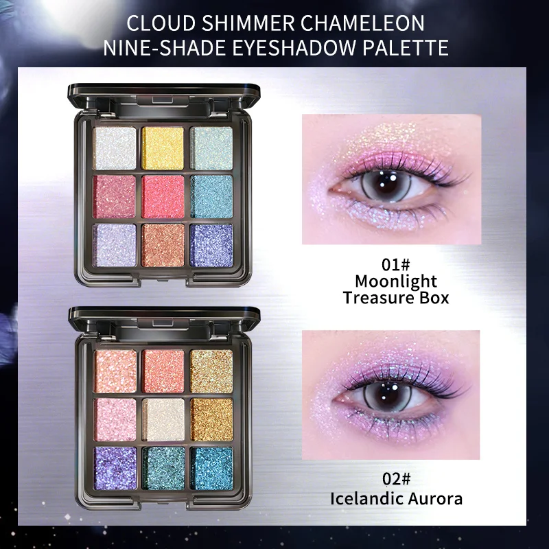 NOVO Yunyi Chameleon Nine Color Eye Shadow Disc Polarized Flasher Pearlescent Eye Shadow Multi Color Colorful Makeup