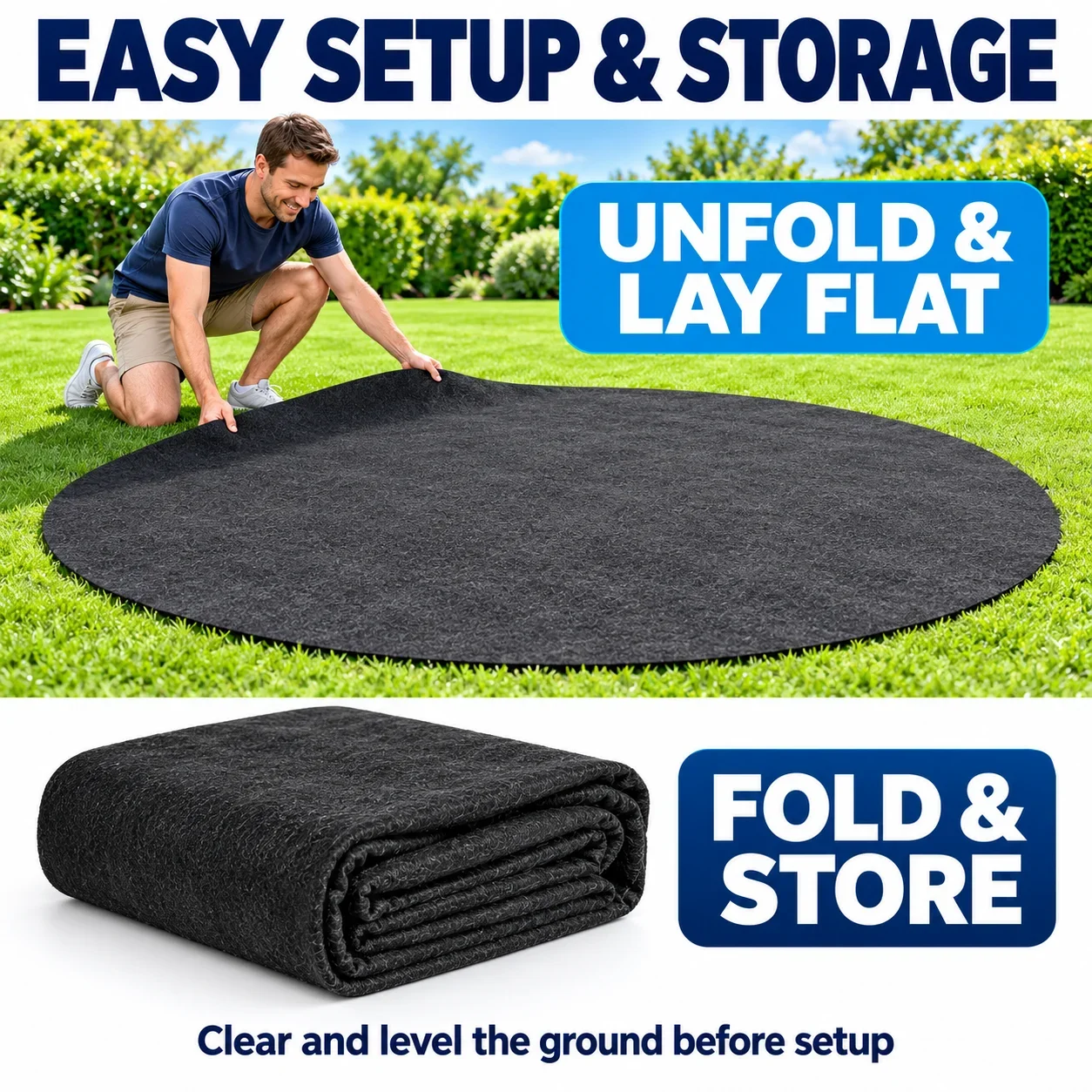 Swimming Pool Ground Pad Nonwoven Liner Protector Mat for Inflatable Above Ground Pools, Round Rectangular Soft Base Underlay