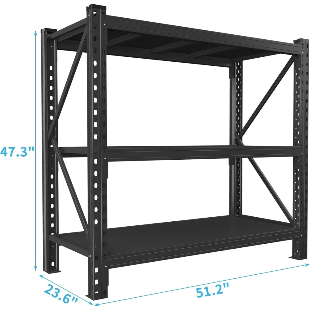 Rak Penyimpanan Baja Industri 3 Tingkat dengan Kapasitas 5000 lbs - Rak Garasi yang Dapat Disesuaikan untuk Suku Cadang dan Peralatan Otomotif