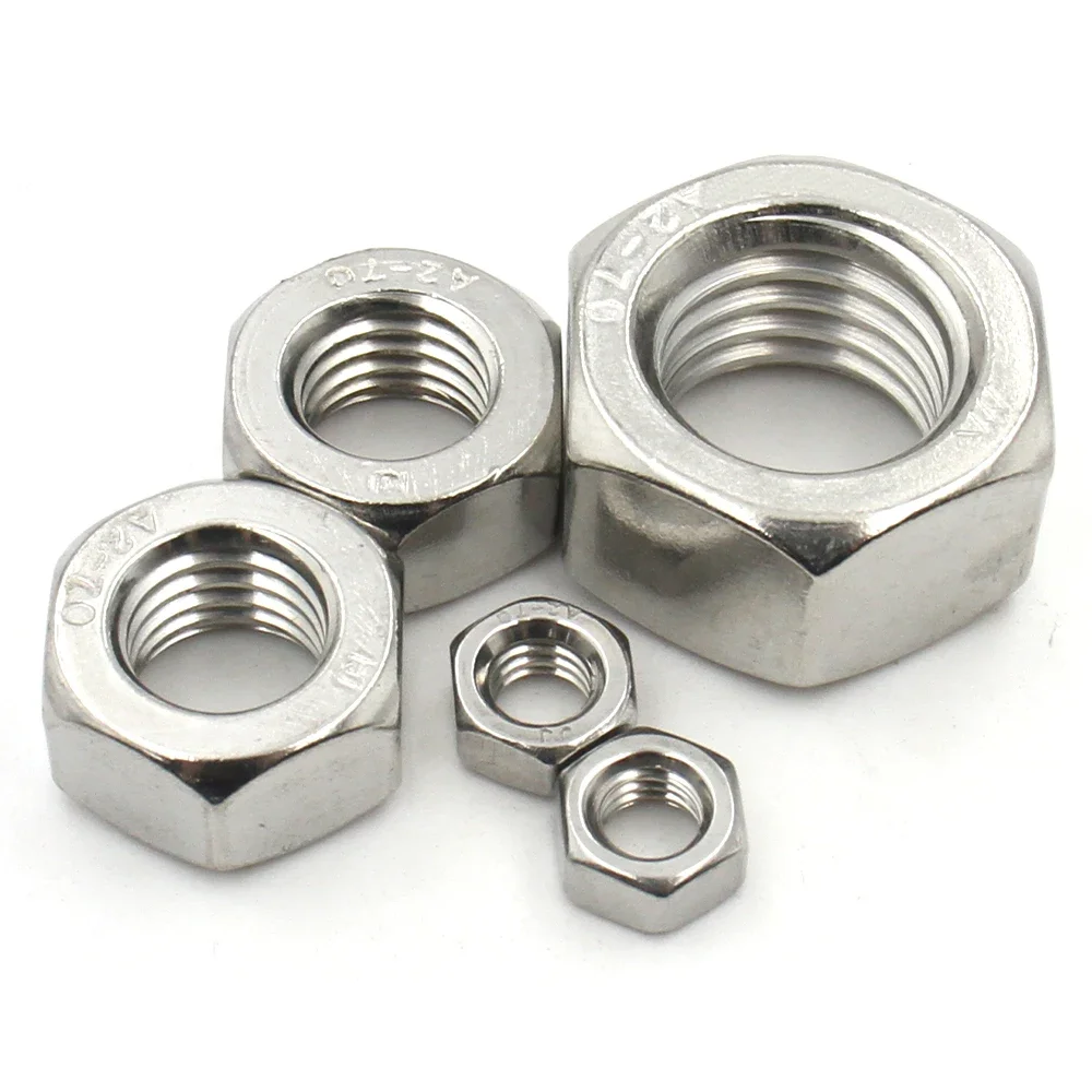 5/10/20/50pcs M1 M1.2 M1.4 M1.6 M2 M2.5 M3 M3.5 M4 M5 M6 M8 304 Stainless Steel Hex Hexagon Nut DIN934 Metric