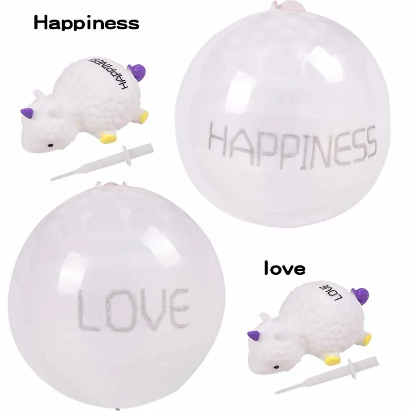 2Pcs Novelty TPR Blowable Animal Bobble Ball Toy Cartoon Inflatable One-horned Sheep Bobble Ball Toys Kids Stress Relief Toys