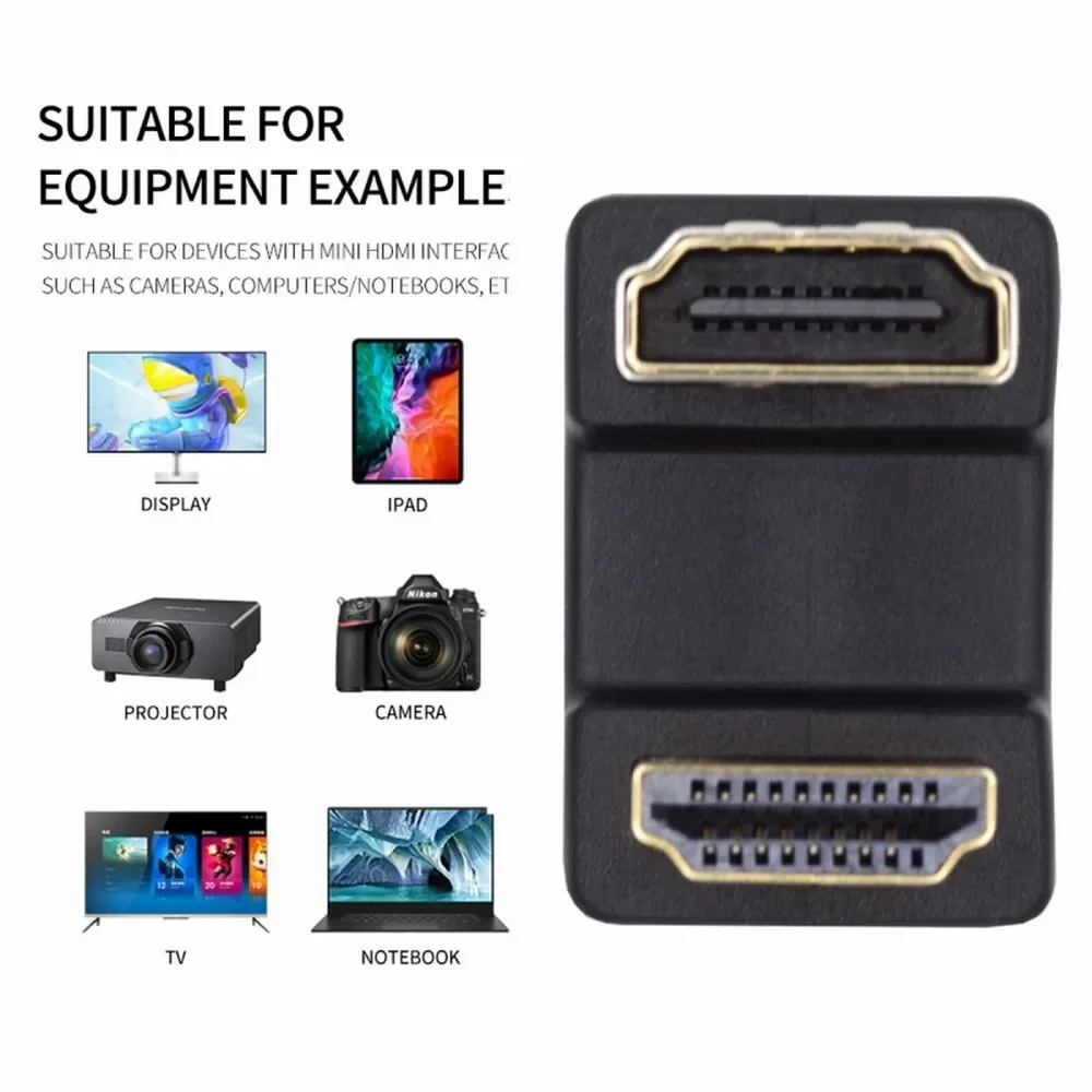 Xiwai HDMI 1.4 Male Type-A Standard to HDMI Female Port Savers 360 Degree Up Opposite U Back Shape Angled Adapter Converter