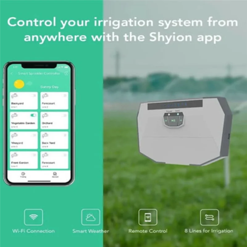 

A84E-Remote Control 8-Zone Smart Sprinkler Controller Wi-Fi Wireless Irrigation System Customize Rule By Phone US Plug