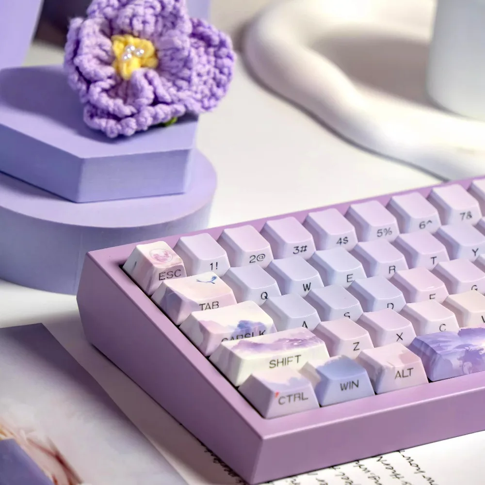Cherry Profile PBT Keycap Set, 5-Side Dye-Sub Keycaps with Side Print for Mechanical Keyboard (87/104 Keys)