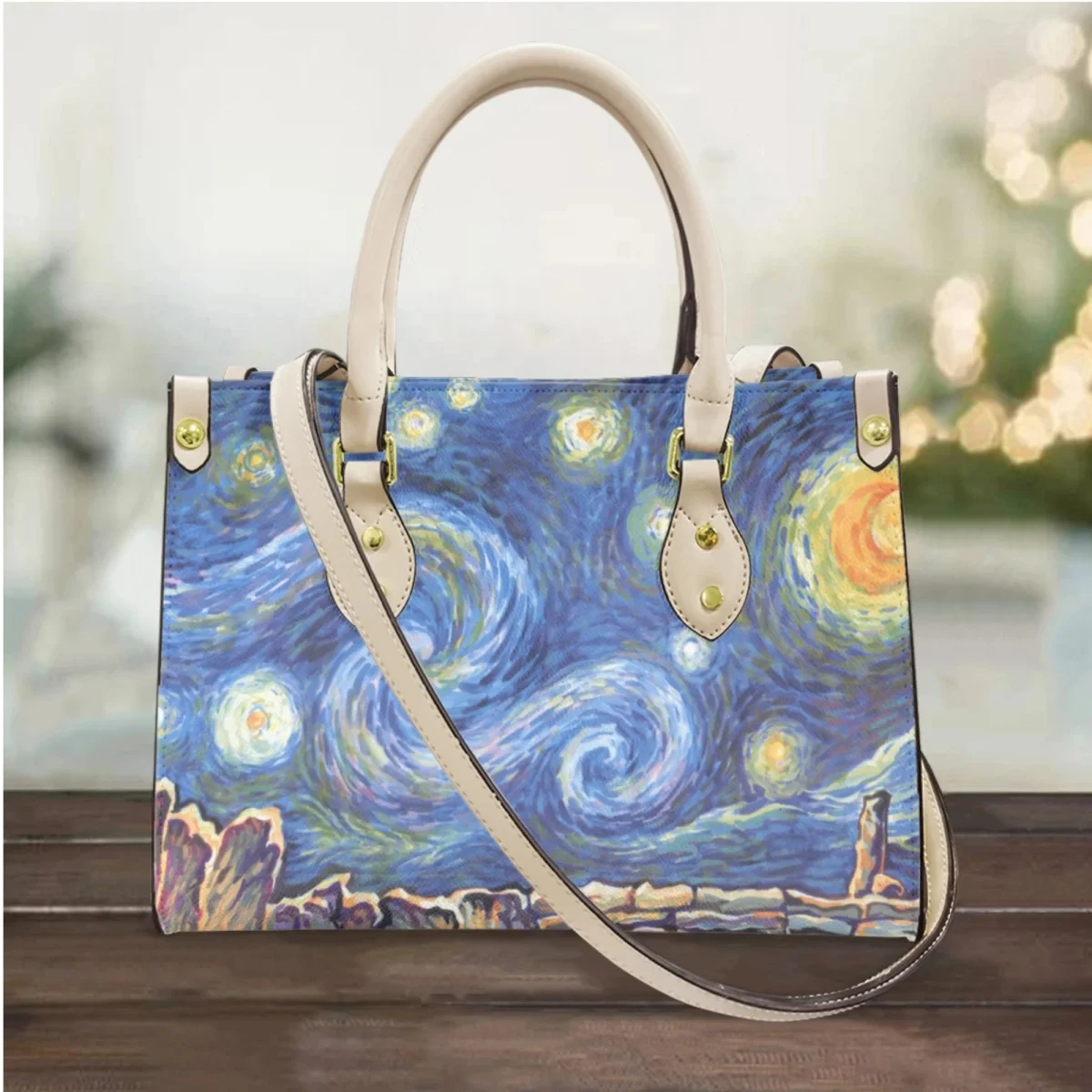 Van Gogh Oil Painting Sunflower Print Women's Casual HandBags Designer Brand Top Handle Totes Small Pu Leather Coin Purse Gift