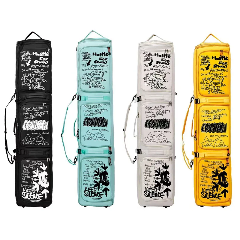 Ski Wheel Bag Ski Storage Large Capacity Adjustable Dry-Wet Separation Waterproof Snowboard Accessory Travel Silent Scroll Bag
